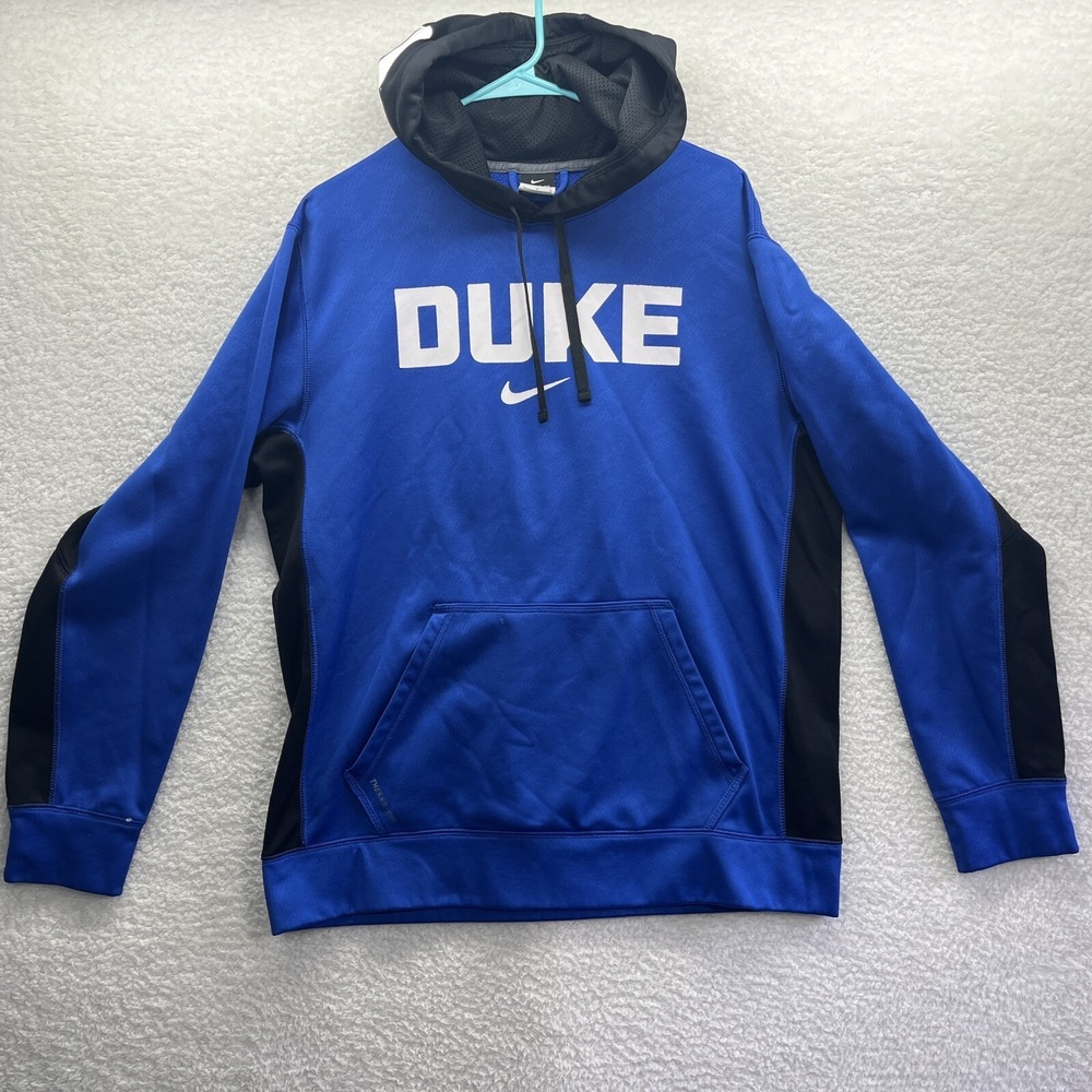 Nike Hoodies Mens Large Blue Therma Fit Duke  Devils Pullover Logo Spellout Fit